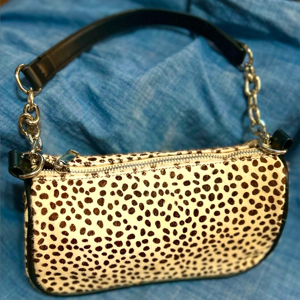 EUC Urban Outfitters Tessa Calf Hair, Animal Print Baguette Shoulder Bag